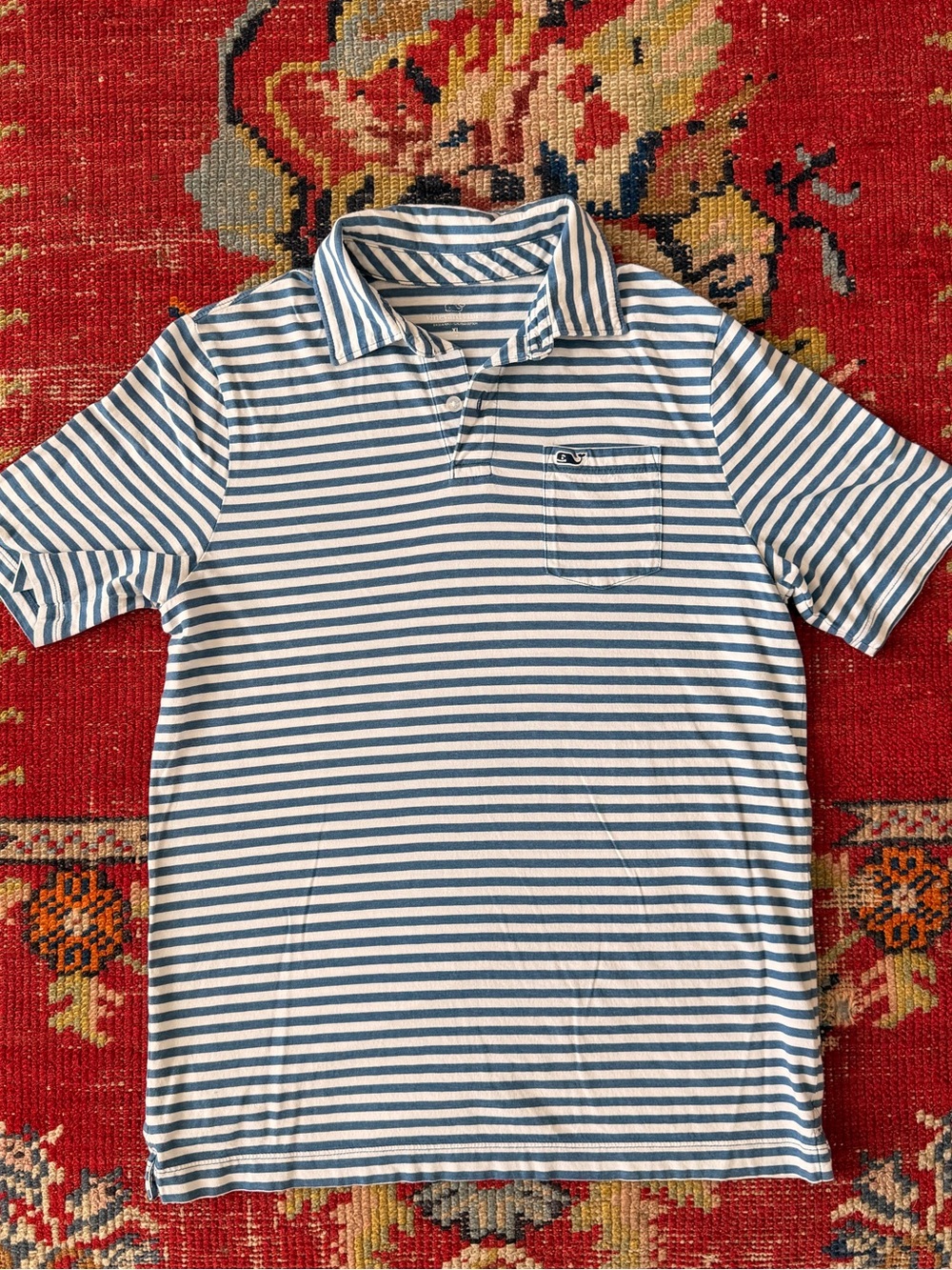 Vineyard Vines Boys Blue and White Striped Polo